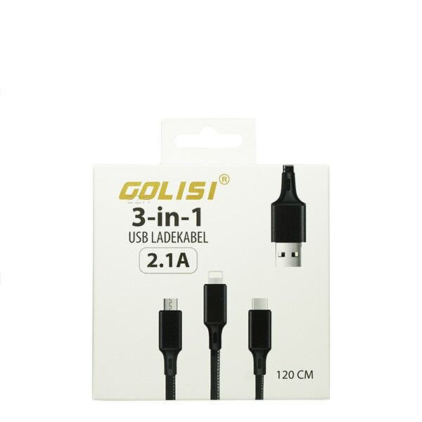 Golisi 3 in 1 USB Ladekabel 120cm