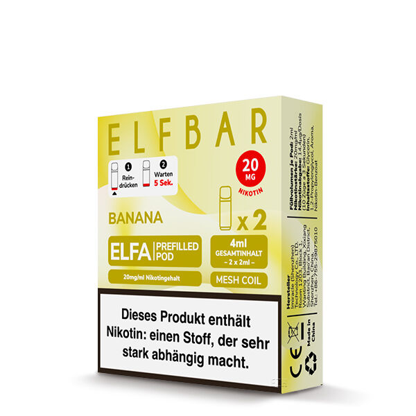 2x Elfbar Elfa CP Prefilled Pod - Banana 20mg/ml