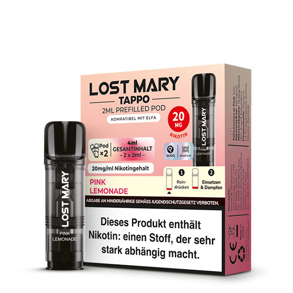 2x Lost Mary TAPPO Prefilled Pod - Pink Lemonade 20mg/ml