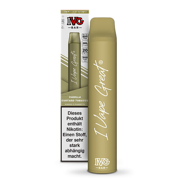 IVG - Bar Einweg E-Zigarette - Vanilla Custard Tobacco 20mg/ml