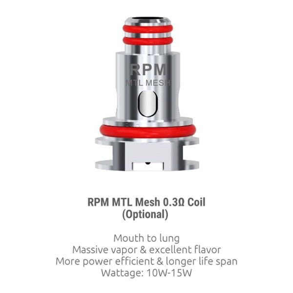 5x SMOK RPM Mesh MTL Coil Verdampferkopf 0.3 Ohm