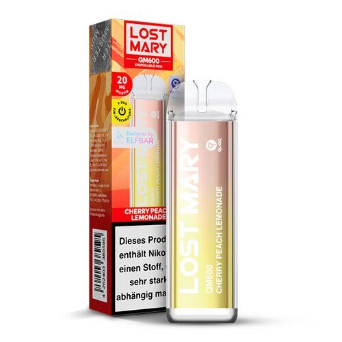 Lost Mary - QM600 Einweg E-Zigarette - Cherry Peach Lemonade 20mg/ml