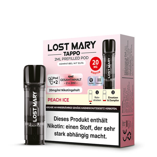 2x Lost Mary TAPPO Prefilled Pod - Peach Ice 20mg/ml