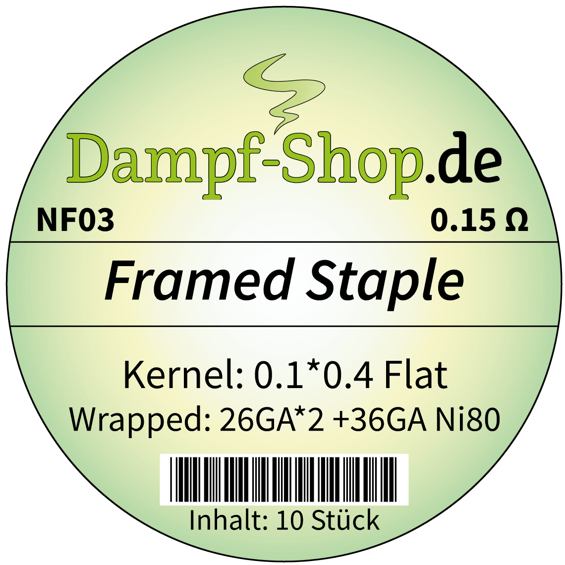 NF03 - 10x Ni80 Framed Staple - 0.1*0.4mm Flat + (0.4*2 + 0.12) - 0.15 Ohm