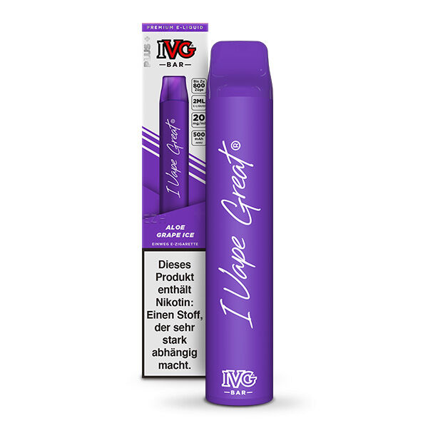 IVG - Bar Einweg E-Zigarette - Aloe Grape Ice 20mg/ml