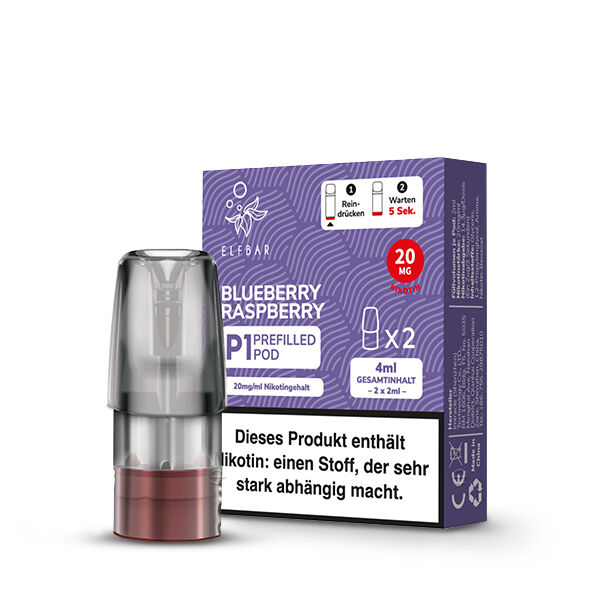 2x Elfbar MATE500 P1 Pod - Blueberry Raspberry 20mg/ml