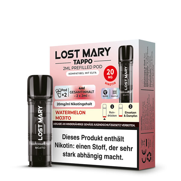2x Lost Mary TAPPO Prefilled Pod - Watermelon Mojito 20mg/ml