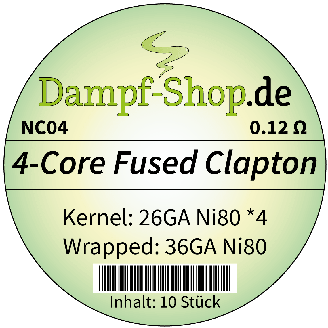 NC04 - 10x Ni80 4-Core Fused Clapton - (0.40 mm *4 + 0.12 mm) - 0.12 Ohm