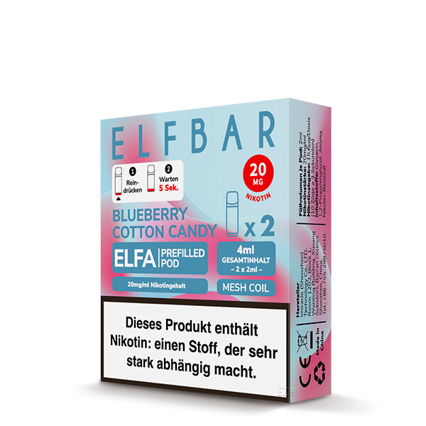 2x Elfbar Elfa CP Prefilled Pod - Blueberry Cotton Candy 20mg/ml